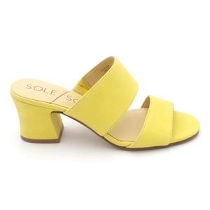 Sole Society Yellow Nubuck Helina Heeled Mules Size 8